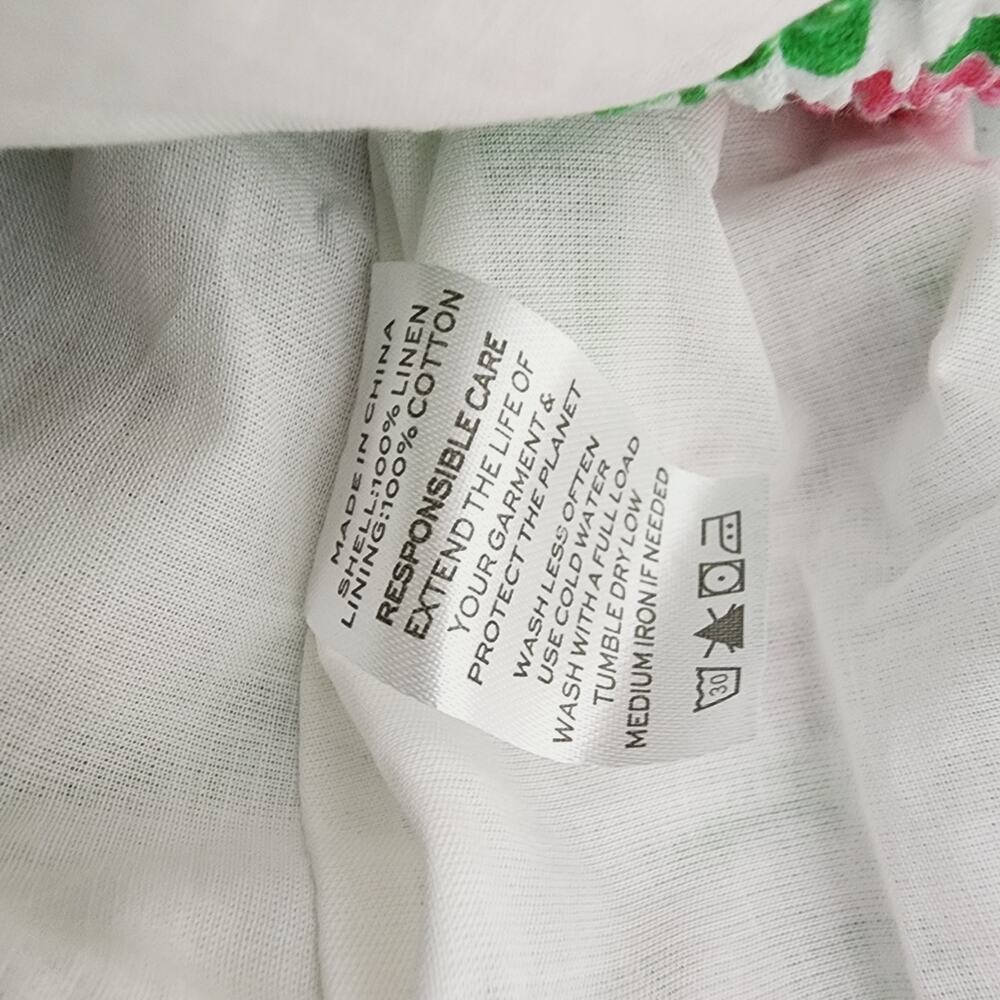Hill House The Paz Skirt Pink Roses Floral Linen Ruffle Mini Skirt NWT Small S - Picture 8 of 10